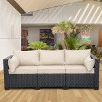 Valita Black Rattan 3-Seat Outdoor Sofa