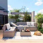 7-Piece Modular Wicker Patio Sectional Set
