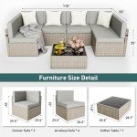 7-Piece Modular Wicker Patio Sectional Set