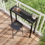 Raysfung 39” Outdoor Bar Table - Waterproof Black