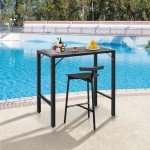 Raysfung 39” Outdoor Bar Table - Waterproof Black