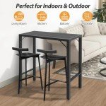 Raysfung 39” Outdoor Bar Table - Waterproof Black