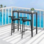Raysfung 39” Outdoor Bar Table - Waterproof Black