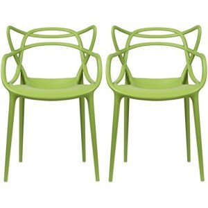 Set of 2 Stackable Modern Plastic Dining Chairs