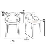 Set of 2 Stackable Modern Plastic Dining Chairs