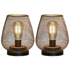 Set of 2 Battery-Powered Metal Lanterns