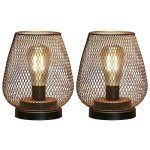 Set of 2 Battery-Powered Metal Lanterns