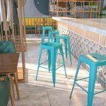 Crystal Teal-Blue High Backless Barstool