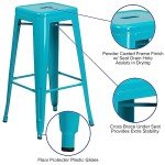 Crystal Teal-Blue High Backless Barstool