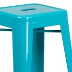 Crystal Teal-Blue High Backless Barstool