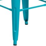 Crystal Teal-Blue High Backless Barstool
