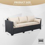 Valita Black Rattan 3-Seat Outdoor Sofa