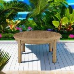 Teak Wood Outdoor Patio Round Coffee Table