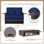 Tangkula Rattan Daybed Set with Ottoman and Cushions