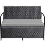 Greesum Outdoor Rattan Loveseat with Cushions & Storage
