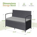 Greesum Outdoor Rattan Loveseat with Cushions & Storage