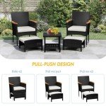 5-Piece Black Wicker Patio Furniture Set