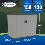 Suncast 130 Gallon Outdoor Storage Shed, Dove Gray