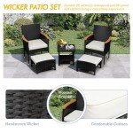 5-Piece Black Wicker Patio Furniture Set