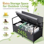 Greesum Outdoor Rattan Loveseat with Cushions & Storage