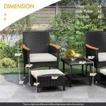 5-Piece Black Wicker Patio Furniture Set