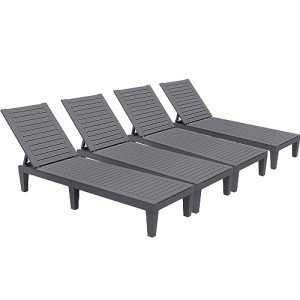 Set of 4 Adjustable Outdoor Chaise Lounges