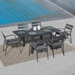 Aluminum Extendable Patio Dining Table - Dark Grey