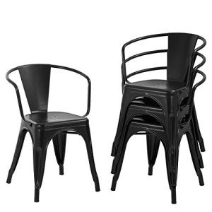 Set of 4 Stackable Metal Patio Dining Chairs