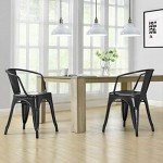 Set of 4 Stackable Metal Patio Dining Chairs