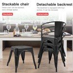 Set of 4 Stackable Metal Patio Dining Chairs