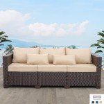 3-Seater Outdoor Wicker Sofa with Cushions