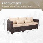 3-Seater Outdoor Wicker Sofa with Cushions