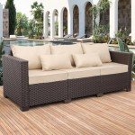 3-Seater Outdoor Wicker Sofa with Cushions