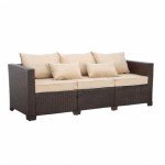 3-Seater Outdoor Wicker Sofa with Cushions