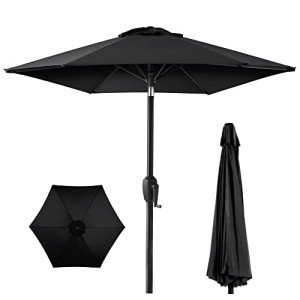 7.5ft Heavy-Duty Round Patio Umbrella - Black