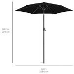 7.5ft Heavy-Duty Round Patio Umbrella - Black