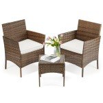 3-Piece Wicker Patio Furniture Set with Table