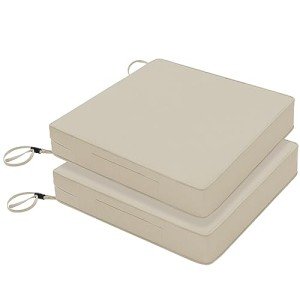 Beige Waterproof Patio Chair Cushions – Set of 2
