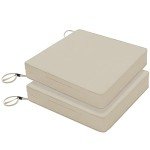 Beige Waterproof Patio Chair Cushions – Set of 2
