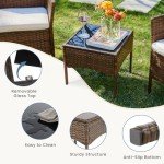3-Piece Wicker Patio Furniture Set with Table