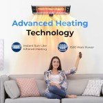 SereneLife Wall-Mounted Electric Patio Heater with Remote