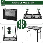 Compact Black Folding Picnic Table for Outdoors