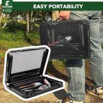 Compact Black Folding Picnic Table for Outdoors