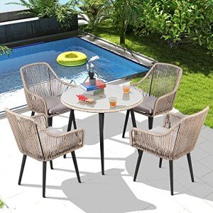 5-Piece All-Weather Patio Dining Set with Umbrella Hole