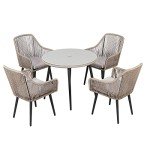 5-Piece All-Weather Patio Dining Set with Umbrella Hole