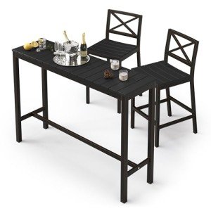 Cozyman 3-Piece Black Patio Bar Set