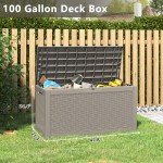 Lockable 100 Gallon Rattan Outdoor Storage Box