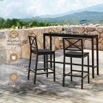 Cozyman 3-Piece Black Patio Bar Set