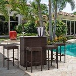 5-Piece Outdoor Rattan Bar Set with Stools