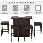 5-Piece Outdoor Rattan Bar Set with Stools